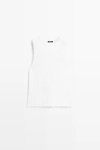 Textured cotton knit top