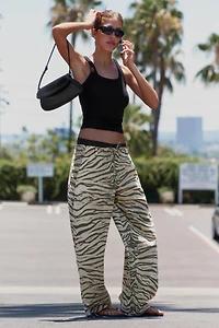 PANTALON LARGE À CORDONS IMPRIMÉ ANIMAL