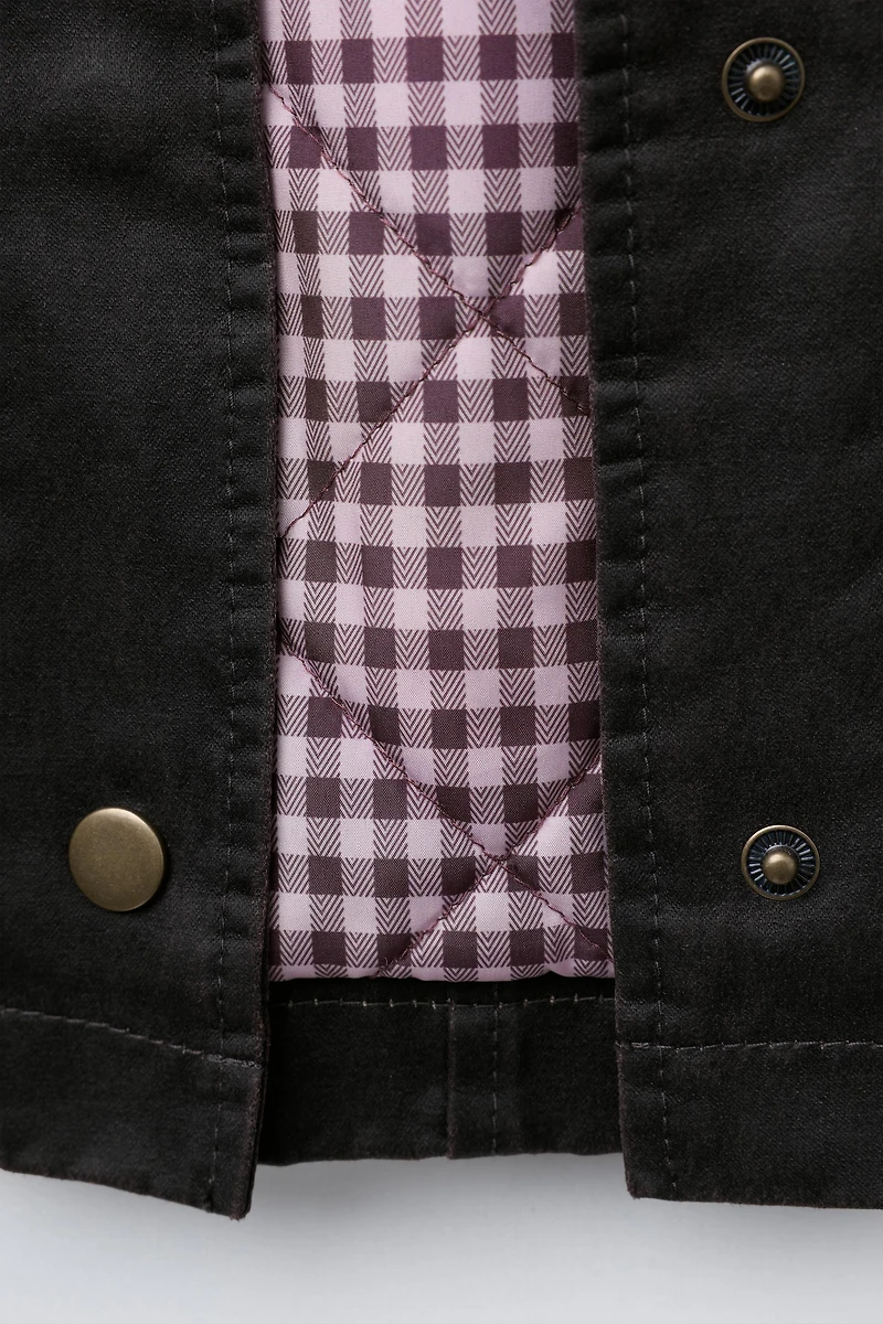 WAXED JACKET WITH FAUX FUR COLLAR