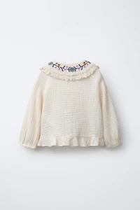 EMBROIDERED FLORAL TEXTURED SHIRT