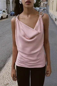 BEADED SATIN EFFECT TOP