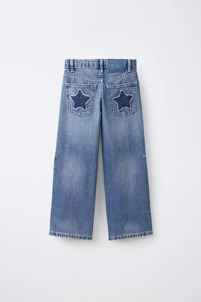 STAR PATCH WIDE-LEG JEANS