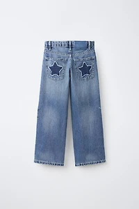 STAR PATCH WIDE-LEG JEANS