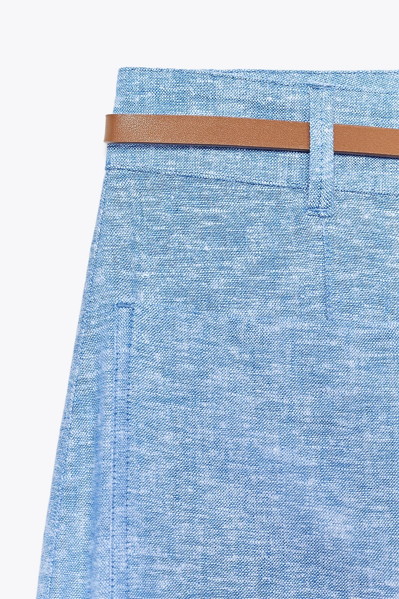 PANTALON CULOTTE CEINTURE AVEC LIN