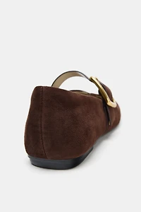 SUEDE BUCKLE BALLET FLATS