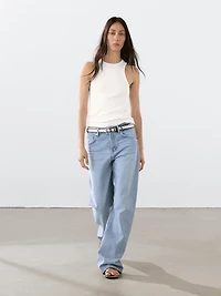 Top à encolure américaine en coton mélang