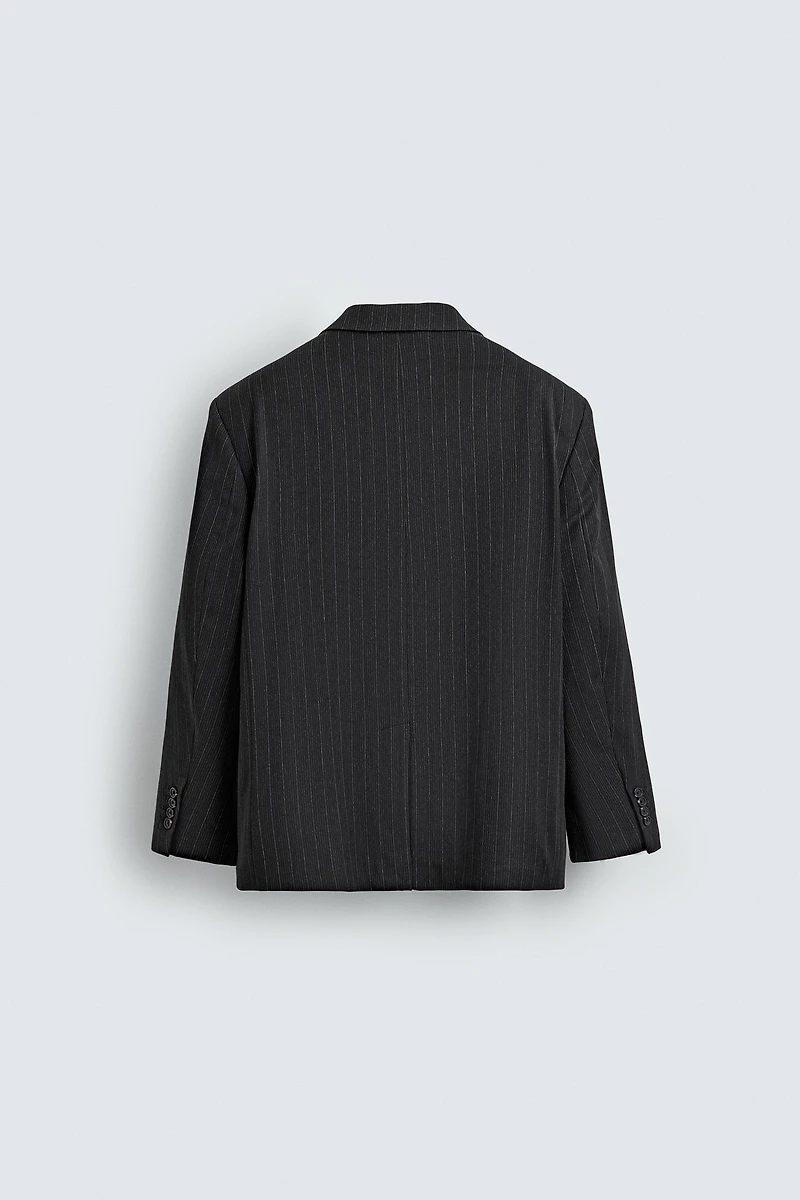 STRIPED DOUBLE BREASTED SUIT BLAZER