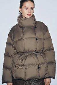 SHORT BELTED PUFFER COAT ZW COLLECTION