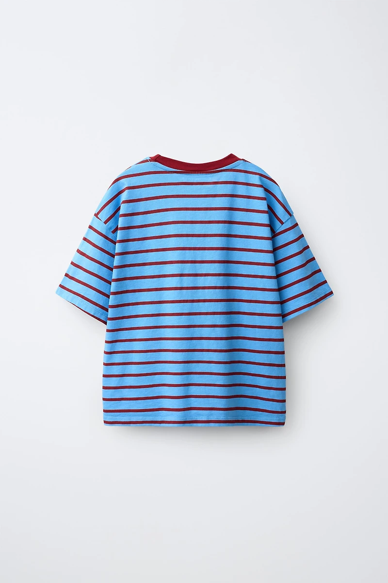 STRIPED NUMBER PATCH T-SHIRT