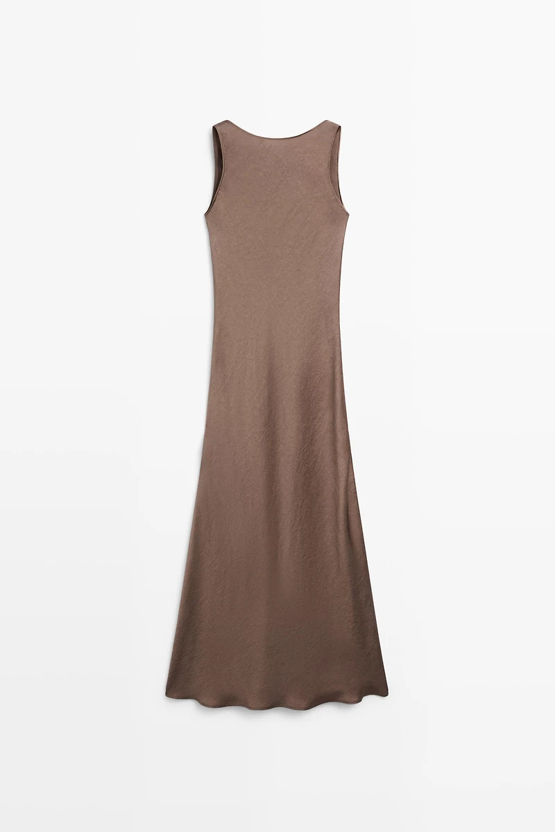 Long flowing satin dress