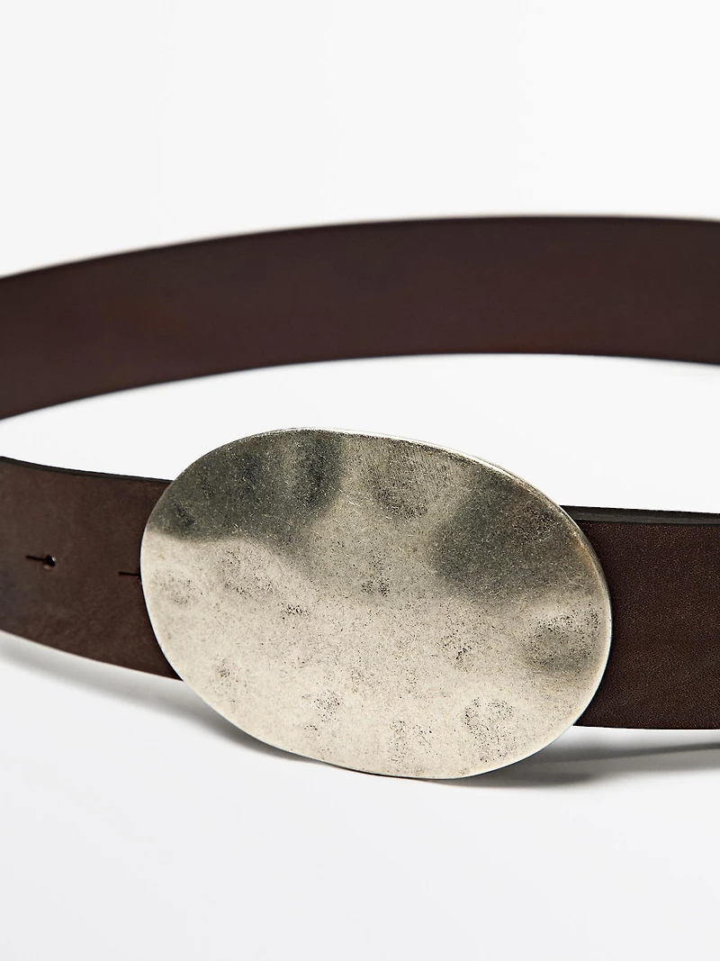 Nappa leather belt with metal buckle