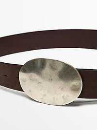 Nappa leather belt with metal buckle