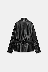 FAUX LEATHER HIGH COLLAR JACKET