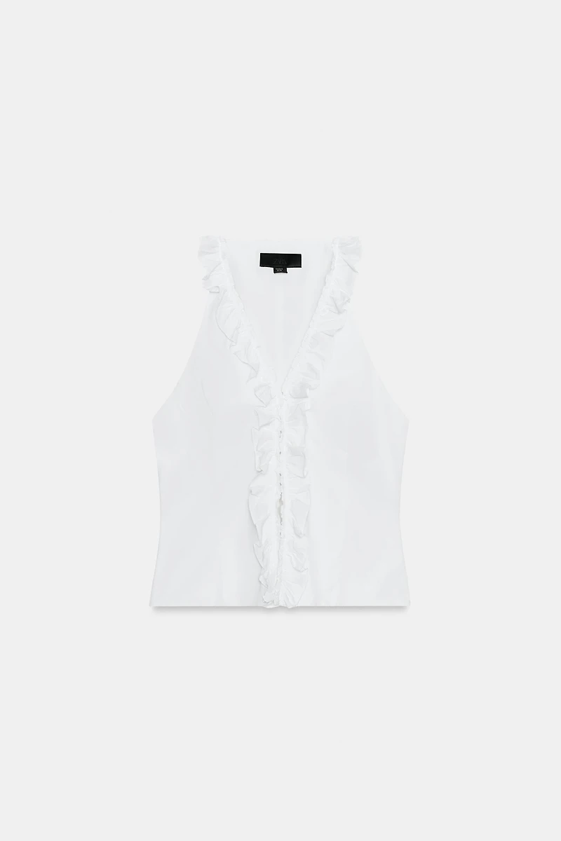 NYLON RUFFLED TOP
