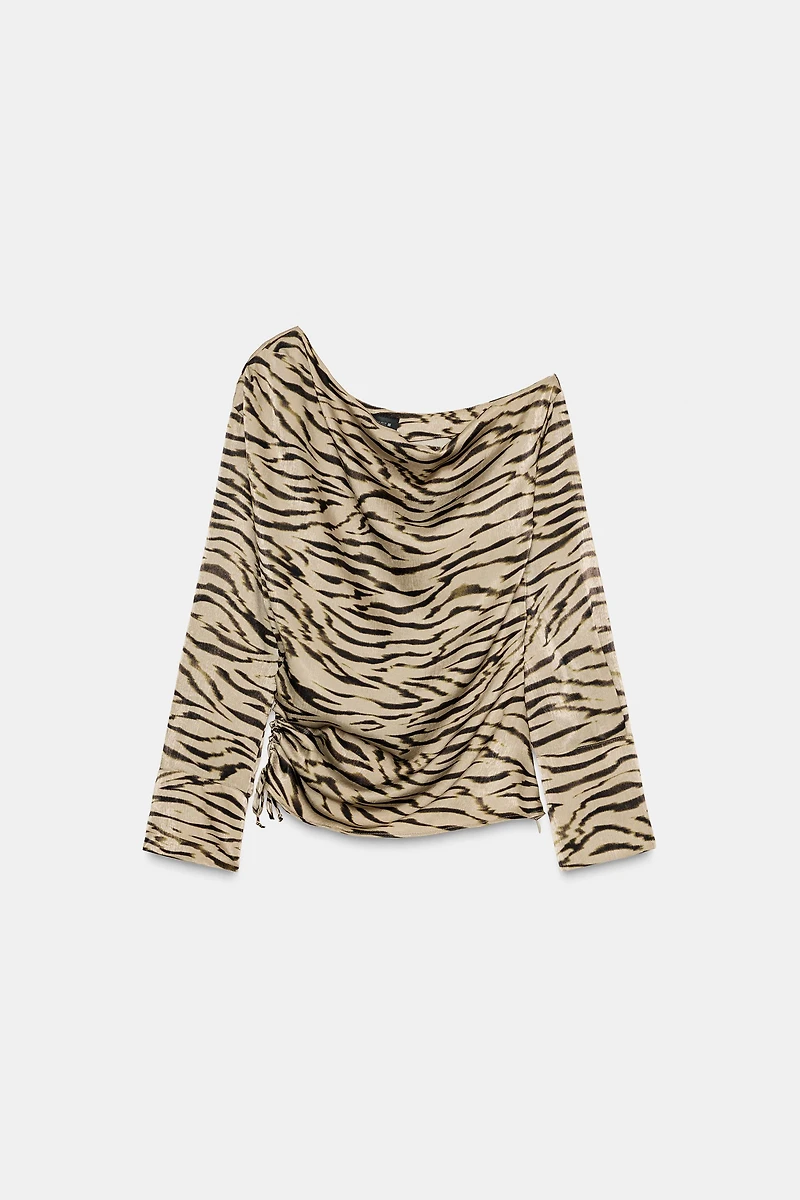 ANIMAL PRINT ASYMMETRIC TOP