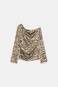 ANIMAL PRINT ASYMMETRIC TOP
