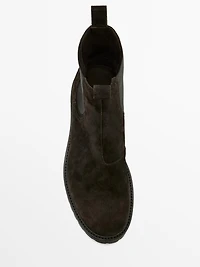 Chelsea boots montantes en croûte de cuir