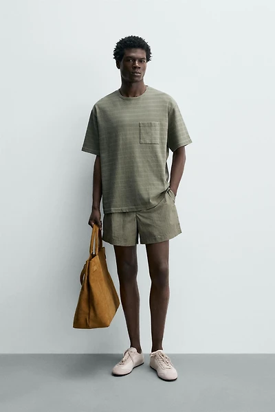 STRIPED JACQUARD POCKET T-SHIRT