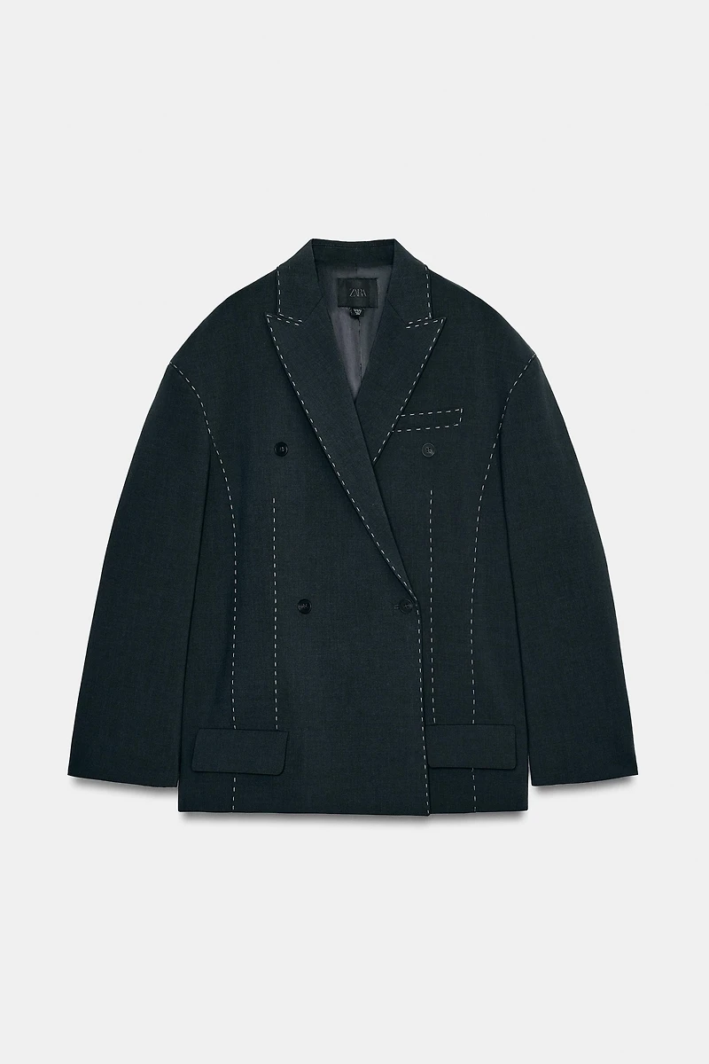 OVERSIZED BLAZER WITH CONTRAST STITCHING