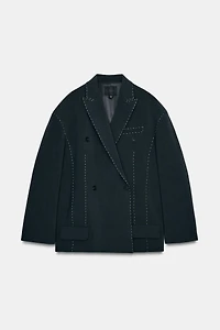 OVERSIZED BLAZER WITH CONTRAST STITCHING