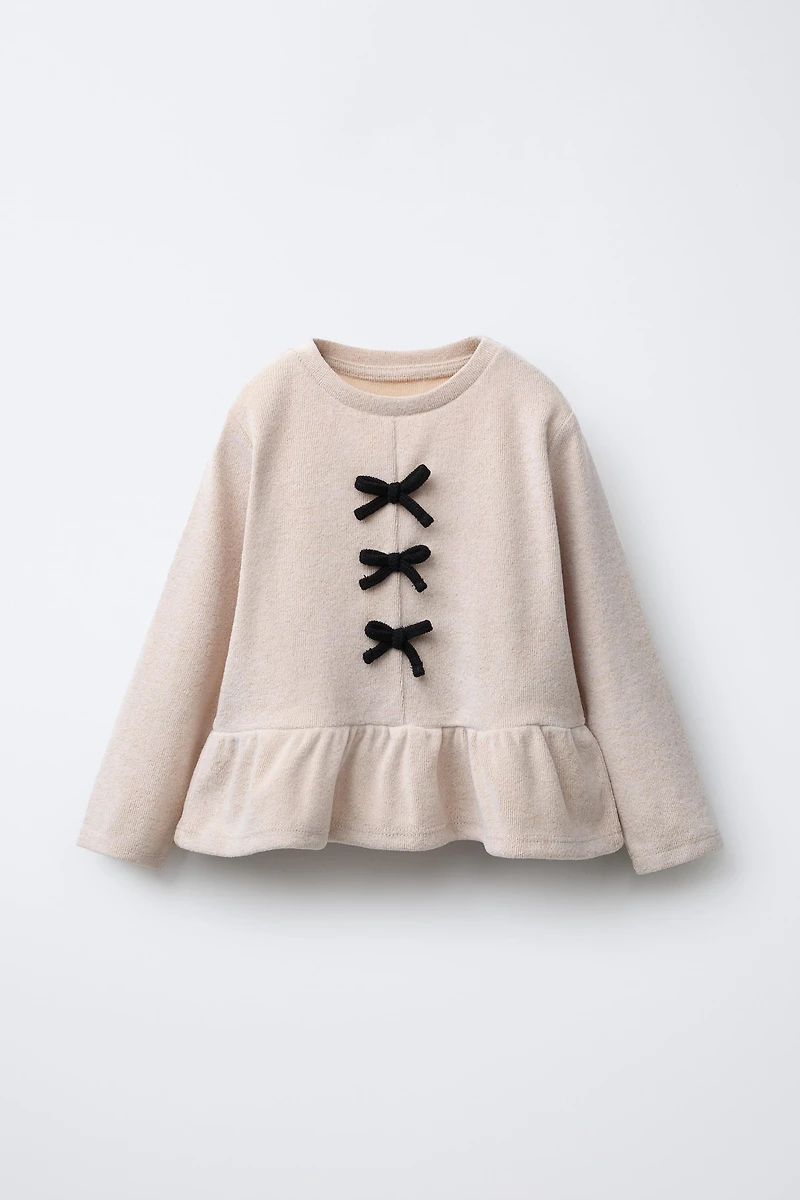 SOFT TOUCH T-SHIRT WITH CONTRASTING BOWS