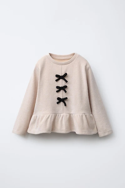 SOFT TOUCH T-SHIRT WITH CONTRASTING BOWS