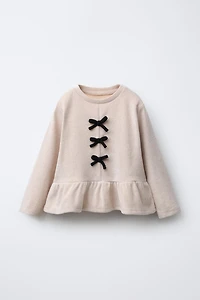 SOFT TOUCH T-SHIRT WITH CONTRASTING BOWS