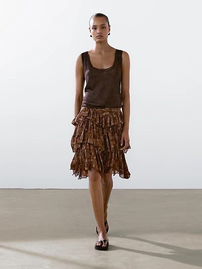 Ruffled floral print skirt