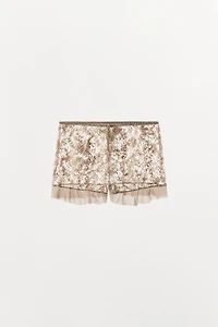 RUFFLED LACE SHORTS