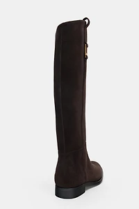 FLAT SPLIT LEATHER RIDING BOOTS