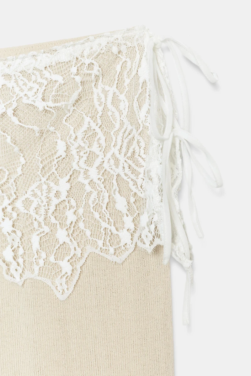 RIBBED LACE PANTS