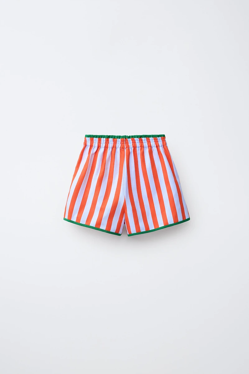 STRIPED SHORTS WITH CONTRAST PIPING