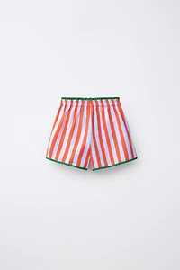 STRIPED SHORTS WITH CONTRAST PIPING