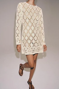 BEADED OPEN-KNIT DRESS