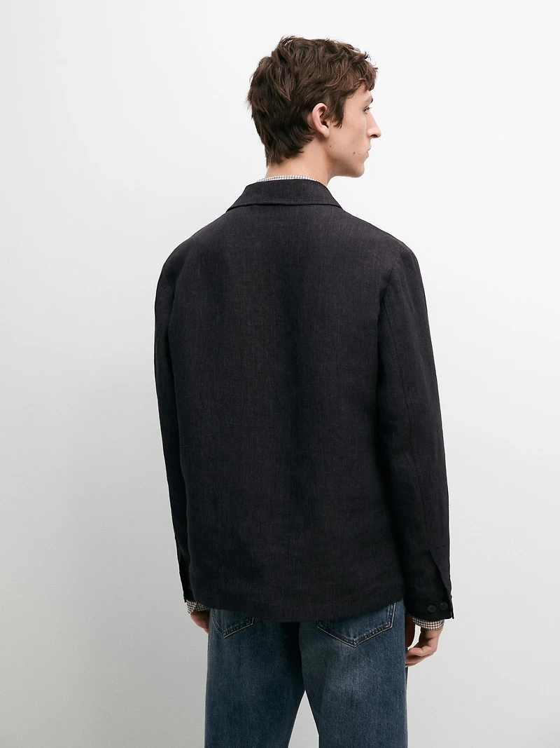 Total look linen jacket with flecked detail