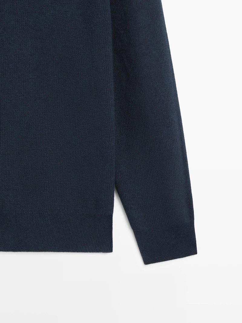 Pull à col montant en maille de coton mélangé