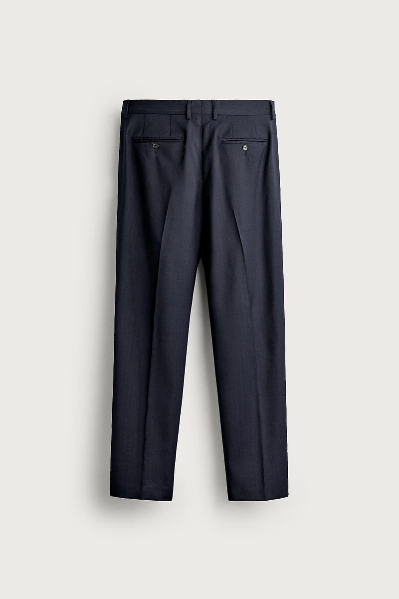 PANTALON DE COSTUME REGULAR FIT EN LAINE À RAYURES