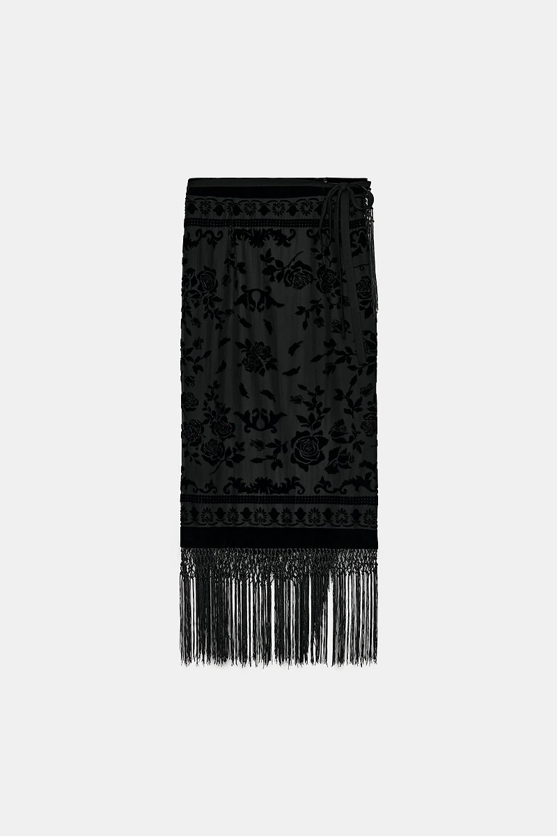 ZW COLLECTION LIMITED EDITION FRINGED VELVET SKIRT