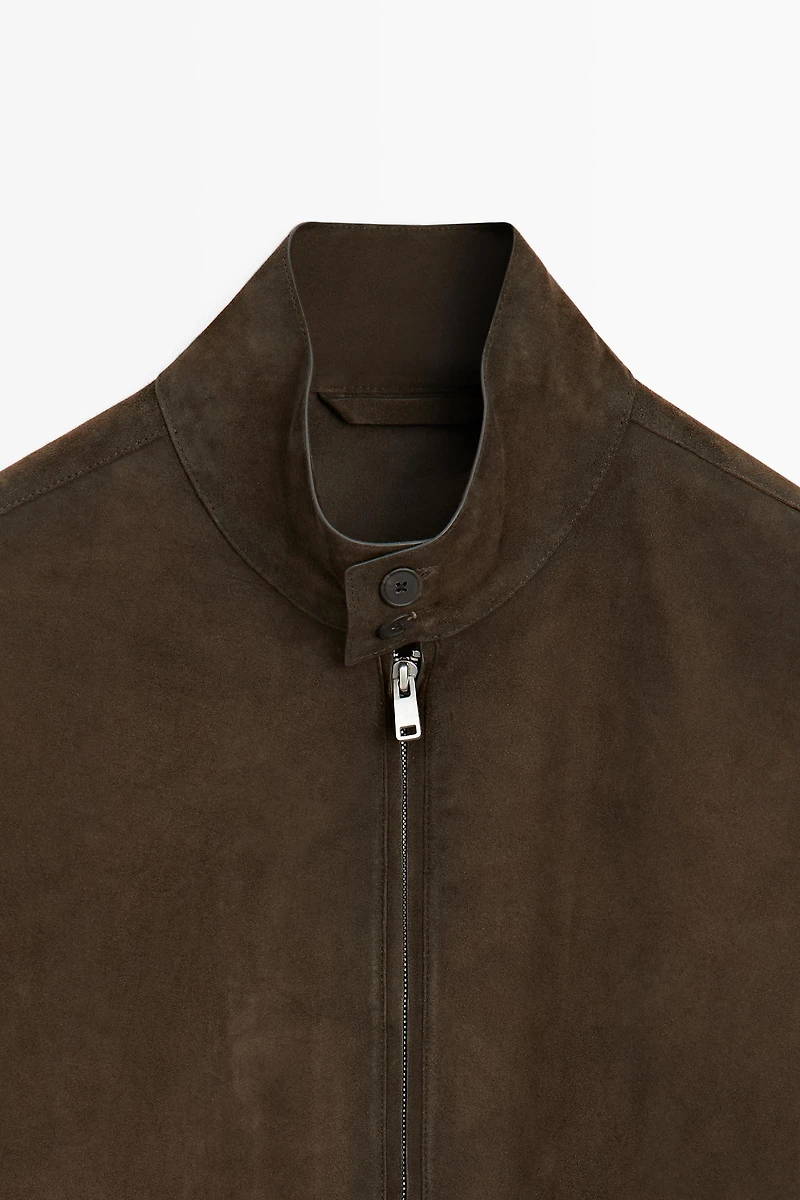 Veste en cuir finition daim