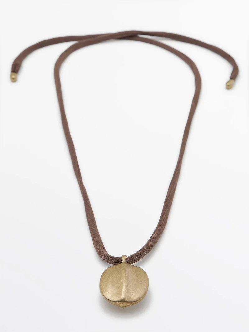 Leaf and silk cord necklace
