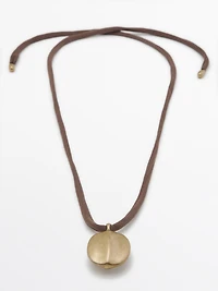 Leaf and silk cord necklace