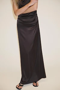 OPEN-BACK SATIN LONG DRESS