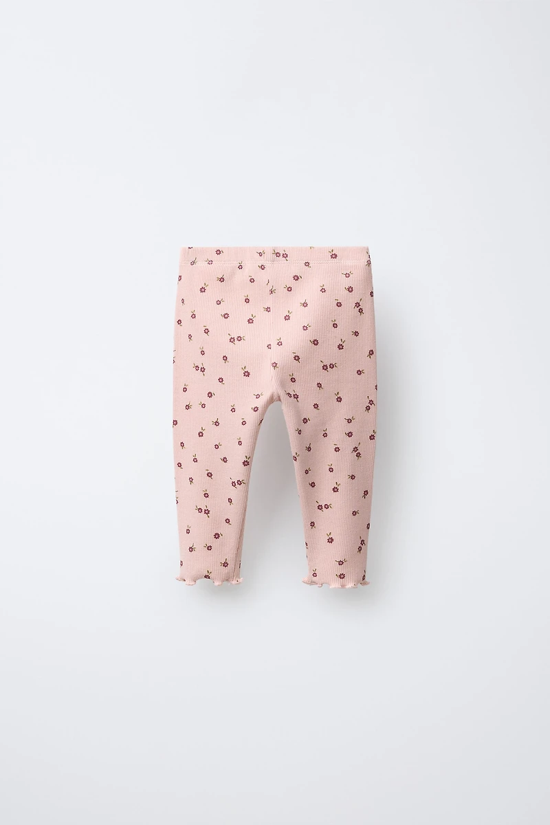 RIBBED FLORAL LEGGINGS