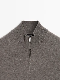 Mock neck knit sweater with zip
