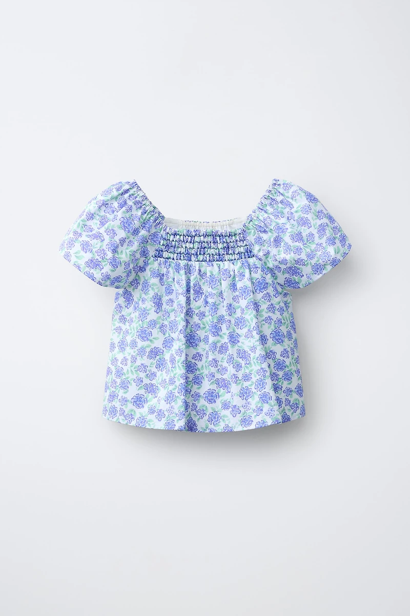 RUCHED FLORAL TOP