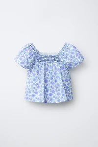 RUCHED FLORAL TOP