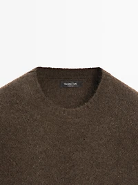 Knit alpaca blend crew neck sweater