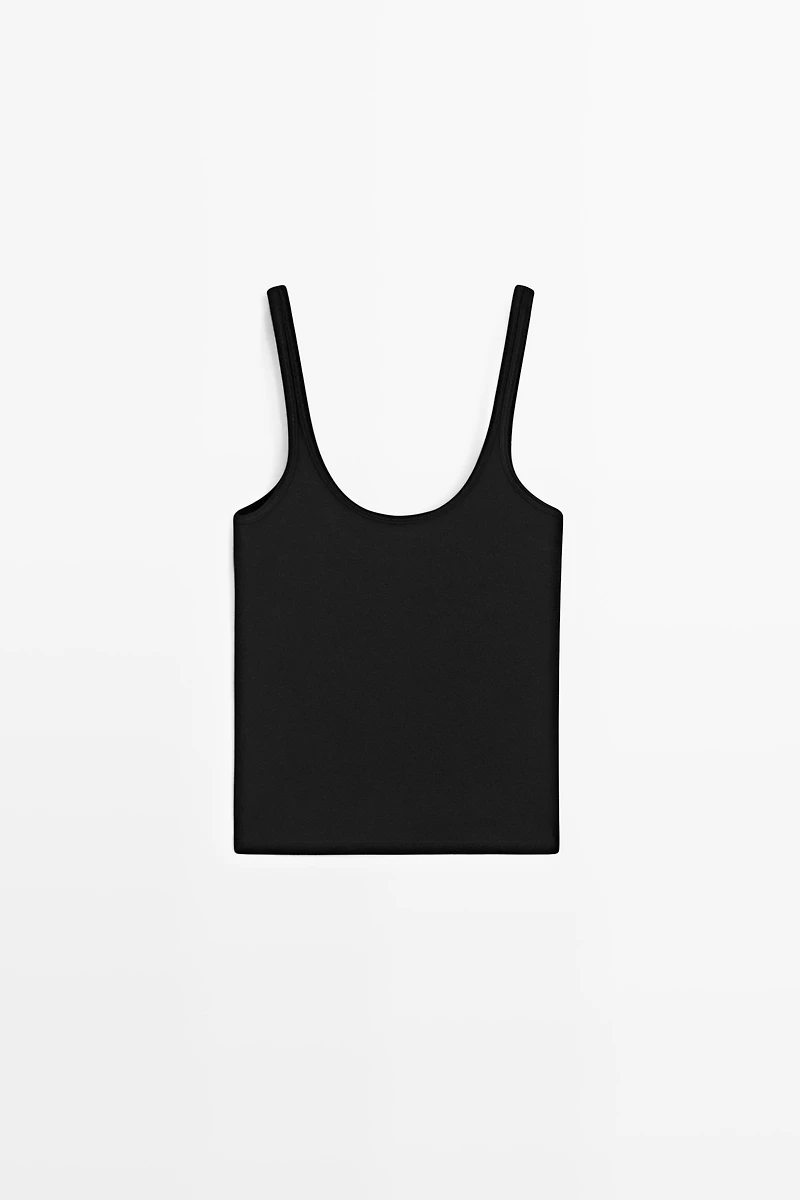 Strappy cotton blend top