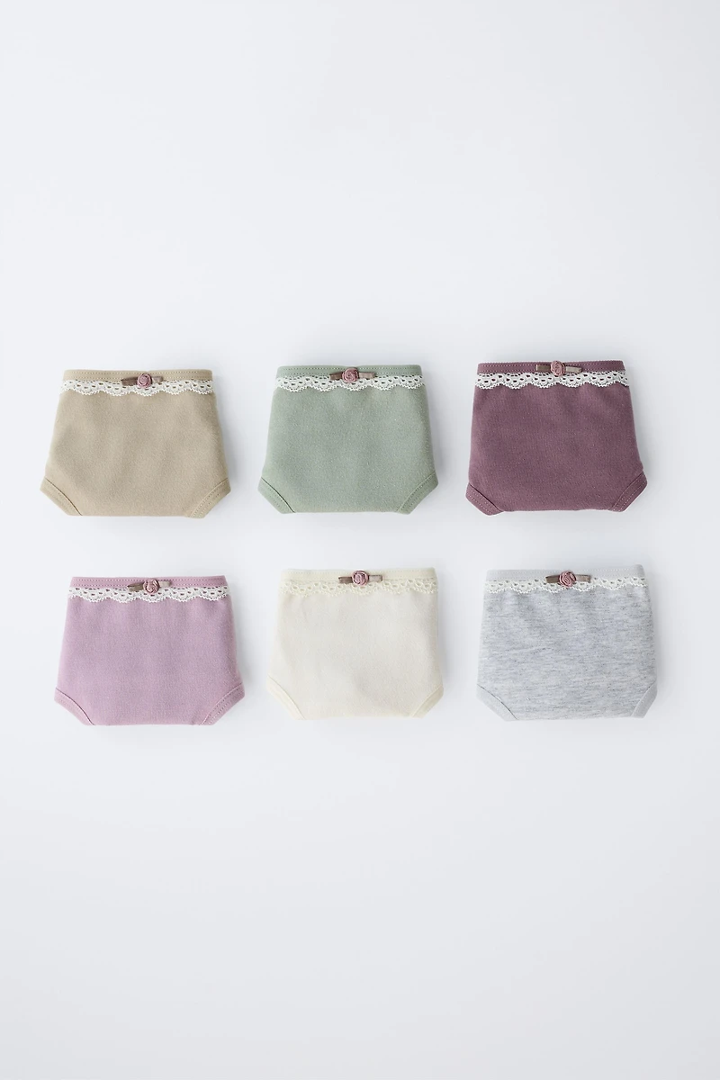 1 1/2-6 ANS/ LOT DE SIX CULOTTES À DENTELLE