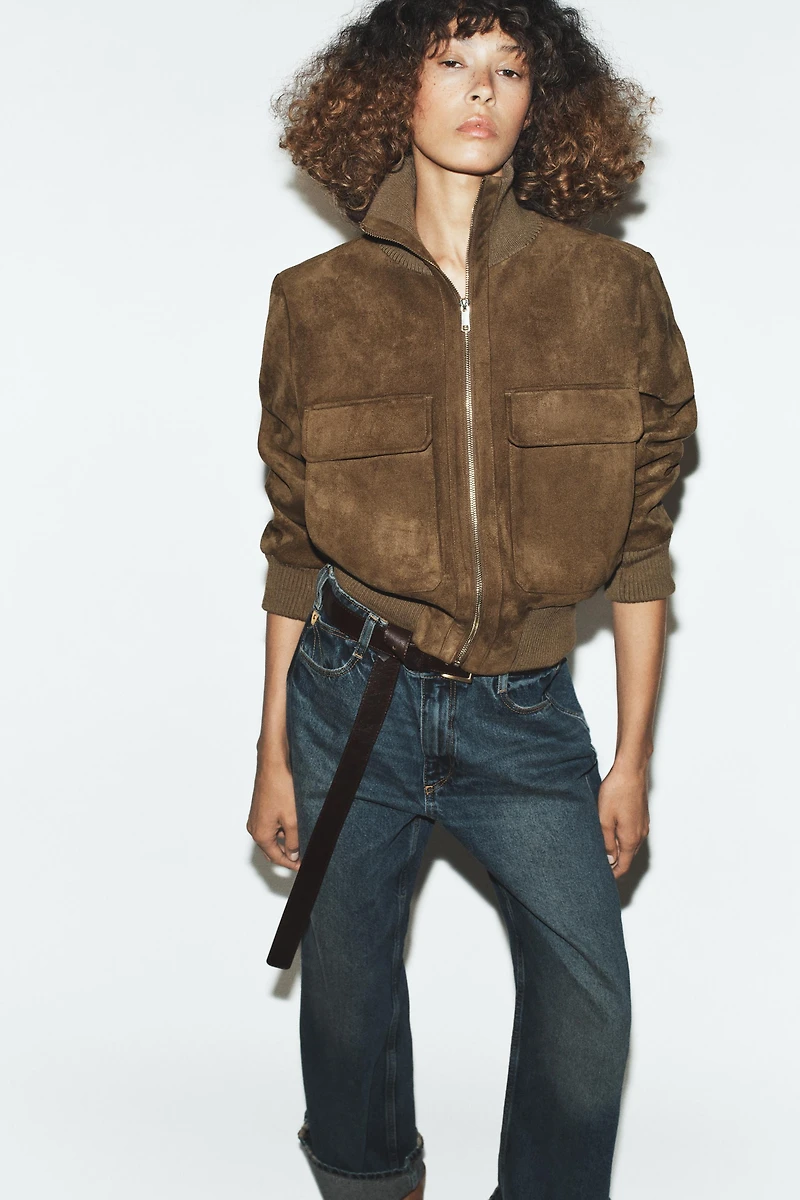 RIB HIGH COLLAR BOMBER JACKET